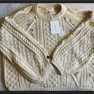 Brand new with tags Floral Cable Pullover Cream, Size 0/ xs originally $425